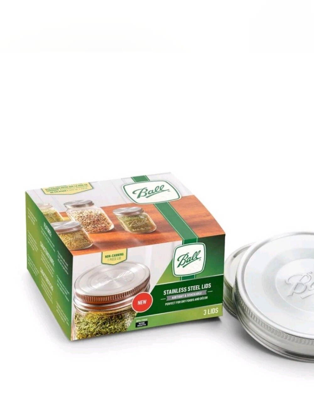 Ball Stainless Steel Mason Jar Lids - Silver (3 Pack) - Wide Mouth